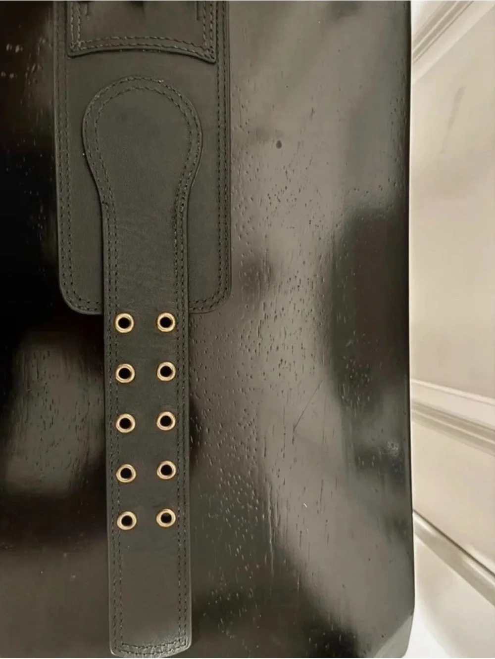 Rare Vintage Gozzi 100% Leather Belt Studded Buckle Solid Brass Adjustable S 85